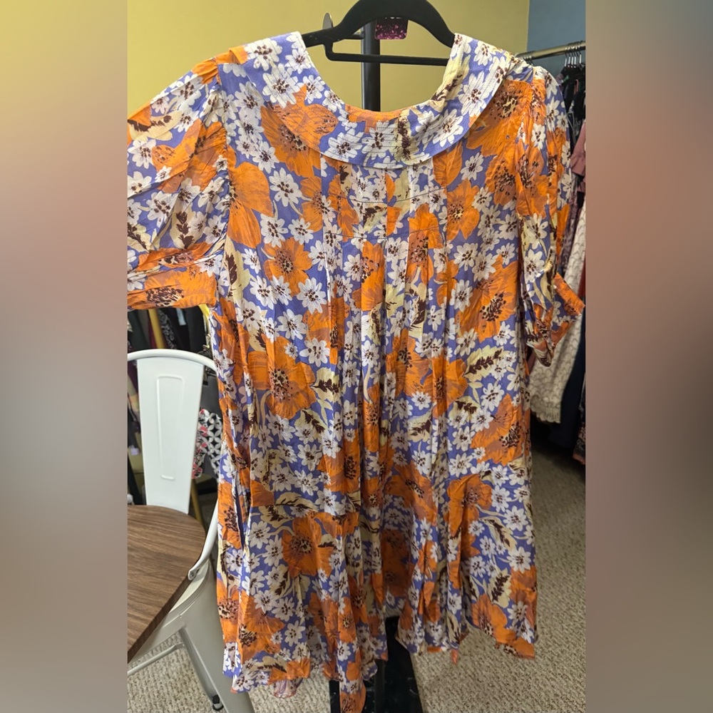 NWOT Free People Sugar Crush Mini Dress - orange purple floral - Large - Picture 5 of 6